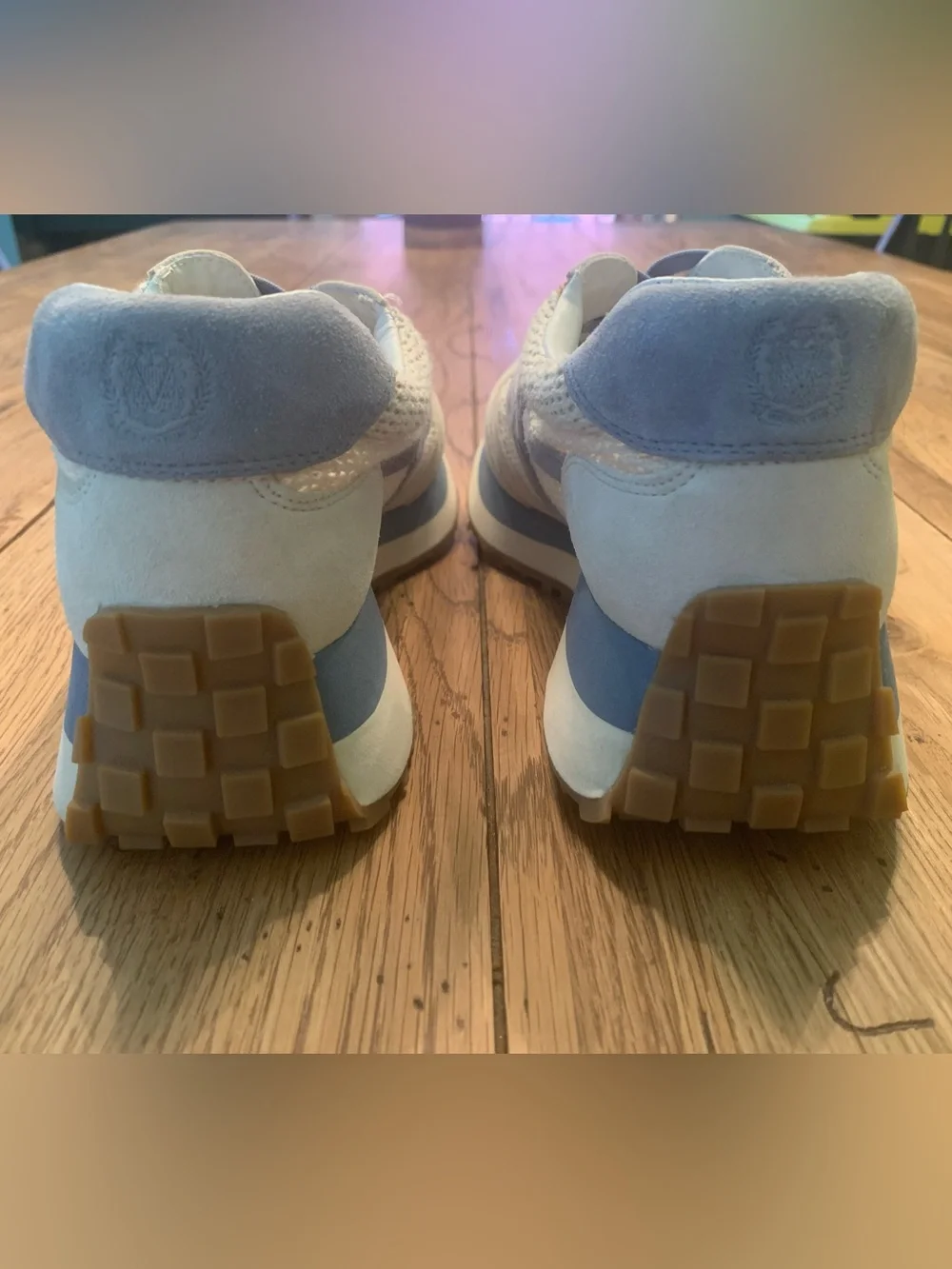 Veronica Beard Valentina Sneaker in Coconut/Vista Blue